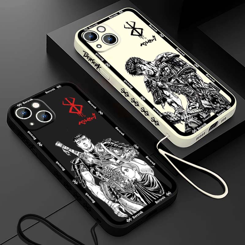 Phone Cases Iphone 16 Pro - Japan Anime Berserk Guts Flüssigkautschuk-Handyhülle für