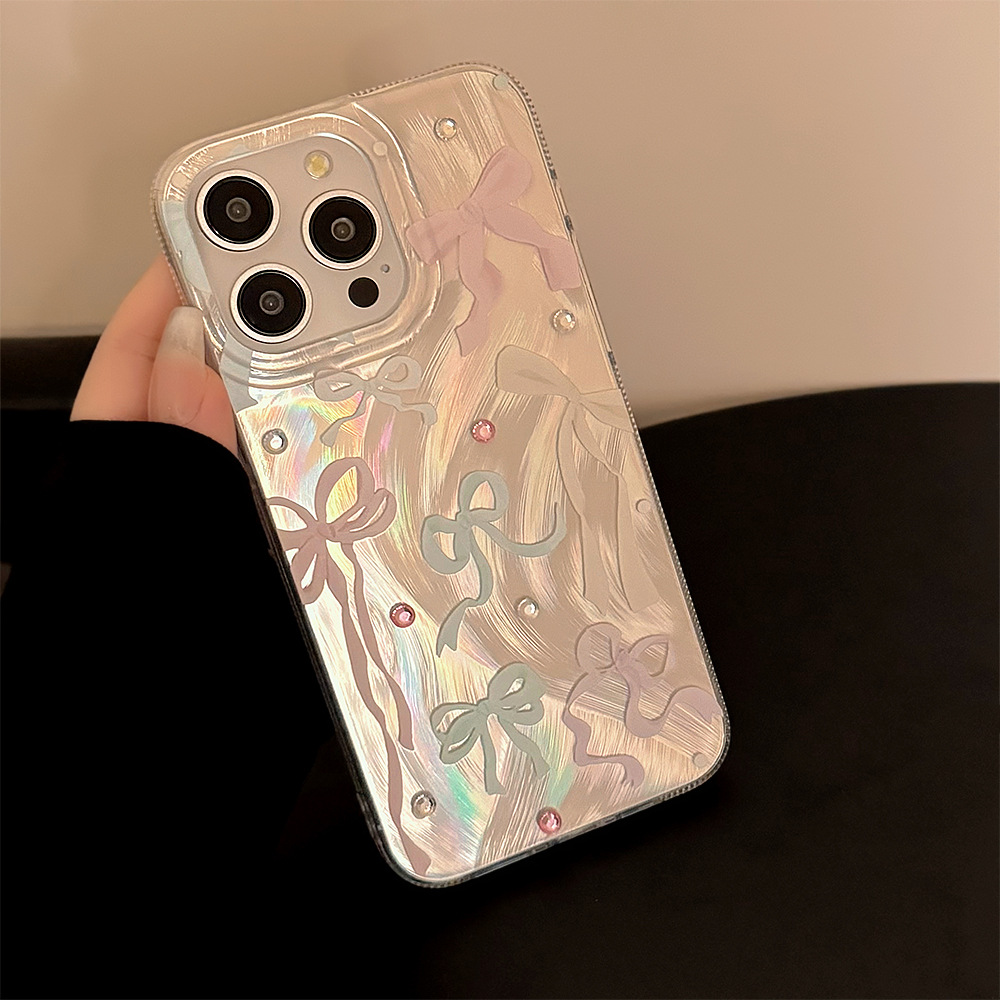 Phone Cases Korean - Koreanische bunte Schleife mit Diamant-Aufklebern, Handyhülle