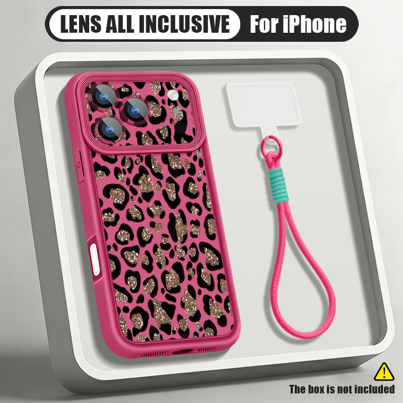 Phone Cases Iphone 16 Pro - Braune Leopardenmuster-Handyhülle mit Lanyard für iPhone