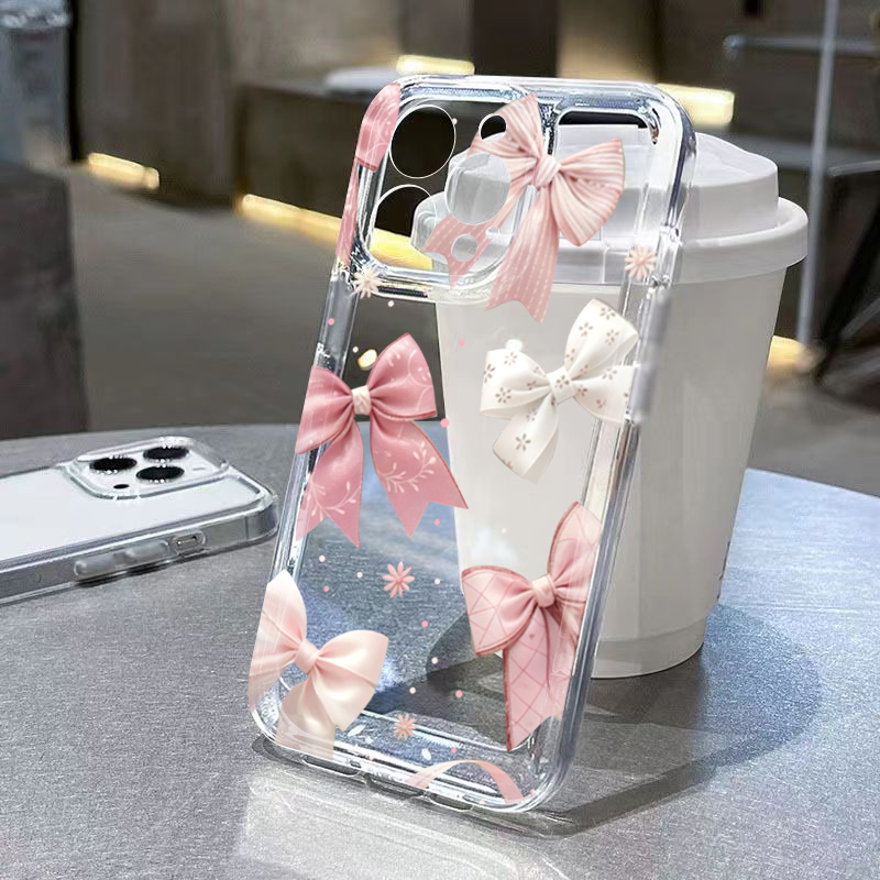 Phone Cases Pink - Rosa Schleifendesign Transparente TPU-Handyhülle für Samsung