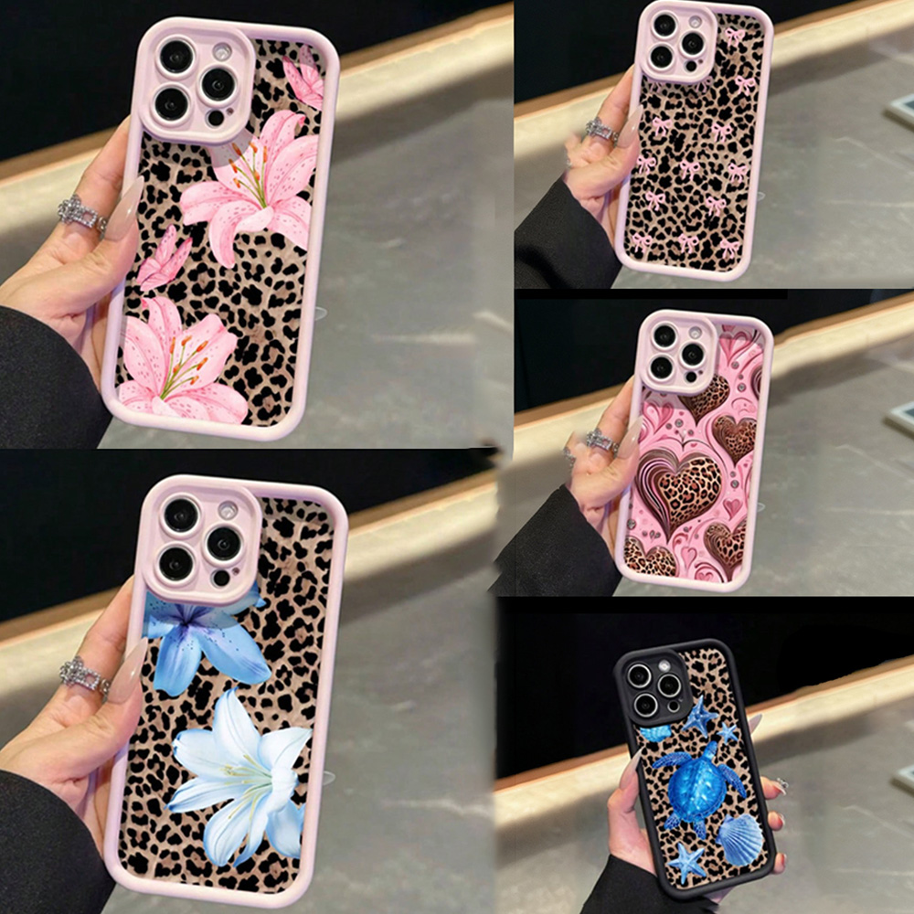 Phone Cases Pink - Rosa Schleife Lilie Blume Leopardenmuster Handyhülle