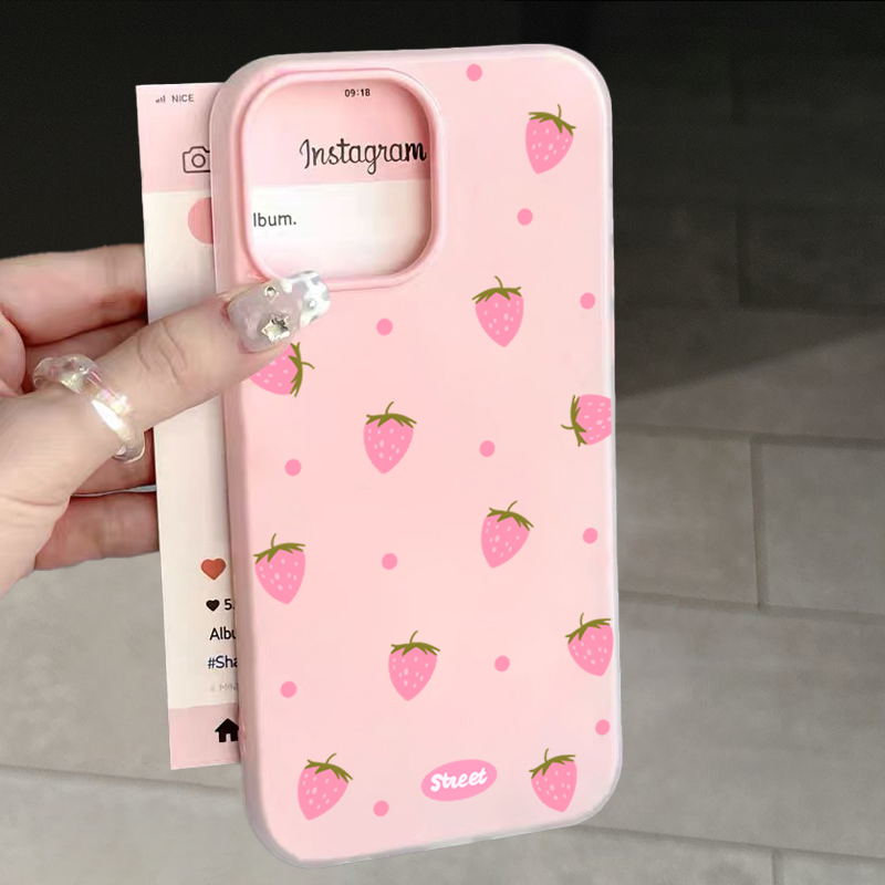 Xiaomi Redmi Note 14 - Süße rosa Handyhülle mit Erdbeermuster für
