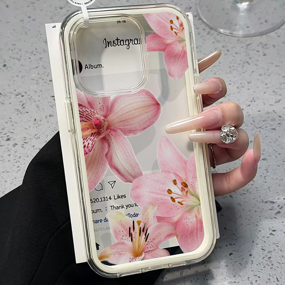 Phone Cases Unique - Rosa Lilien-Blumen Transparente Handyhülle für iPhone