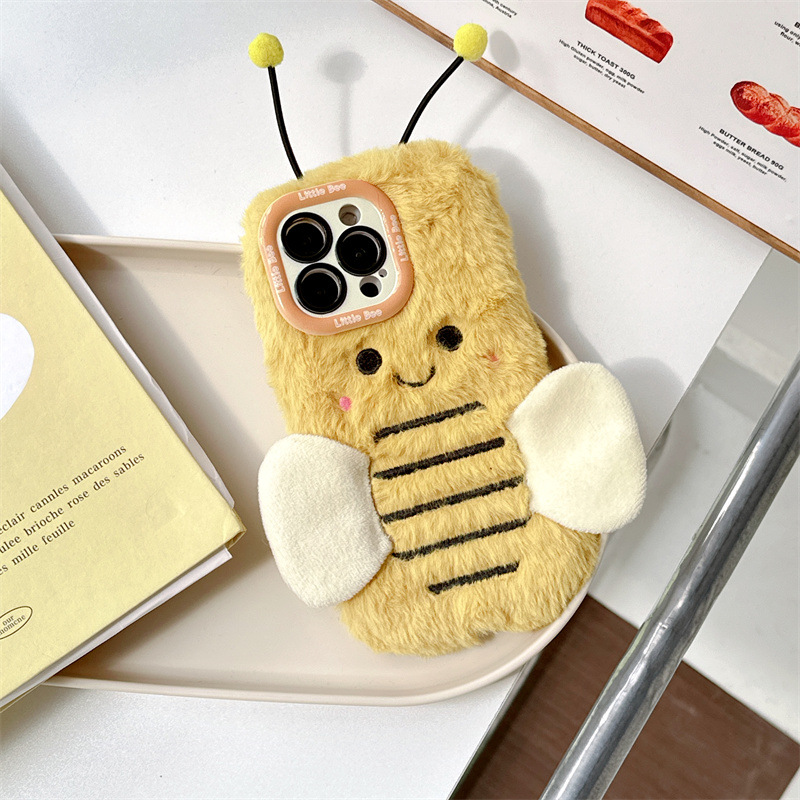 Phone Cases Korean - Koreanische Flauschige Pelz Plüsch Cartoon Biene