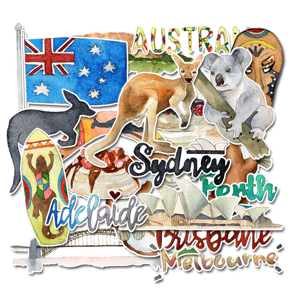 Phone Cases Australia - 20er-Pack Aquarell-Australien-Reiseaufkleber-Set – niedliche Aufkleber für