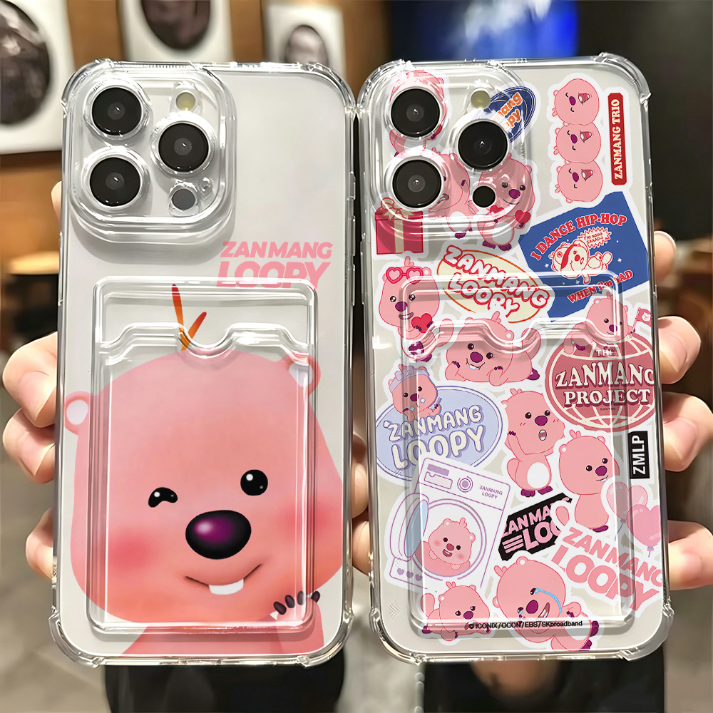 Phone Cases Loopy - Rosa Niedliche L-Loopys Kartenhalter-Hülle für iPhone