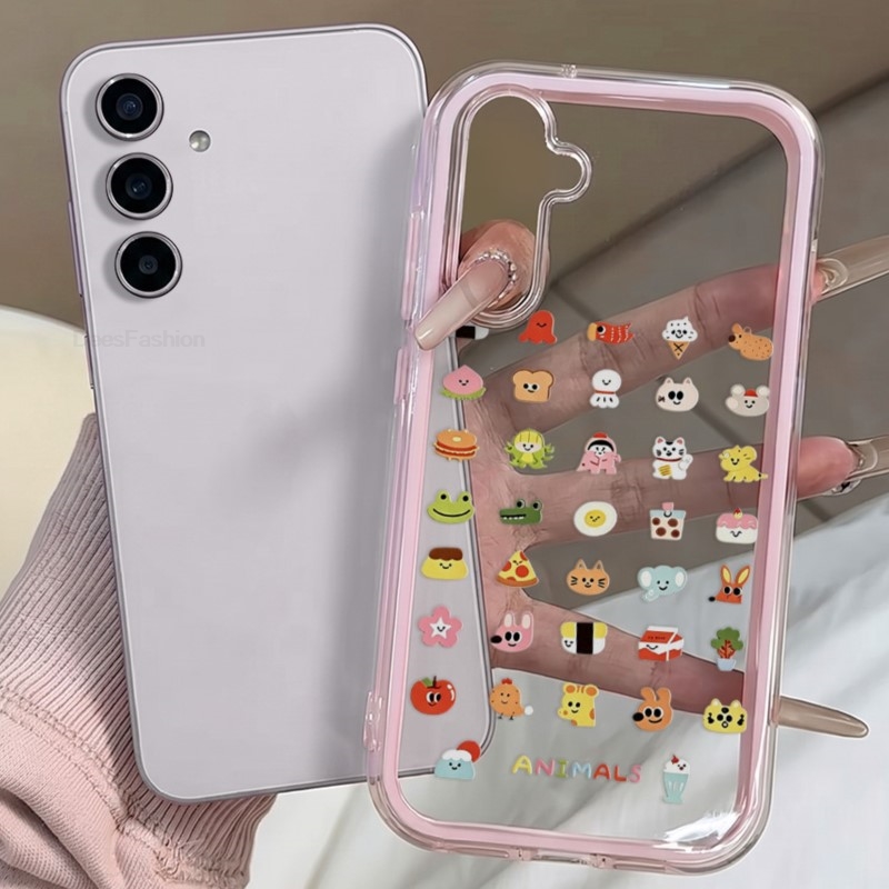 Phone Cases Pink - Niedliche Katzen-Hunde-TPU-Handyhülle in Klarrosa für Samsung