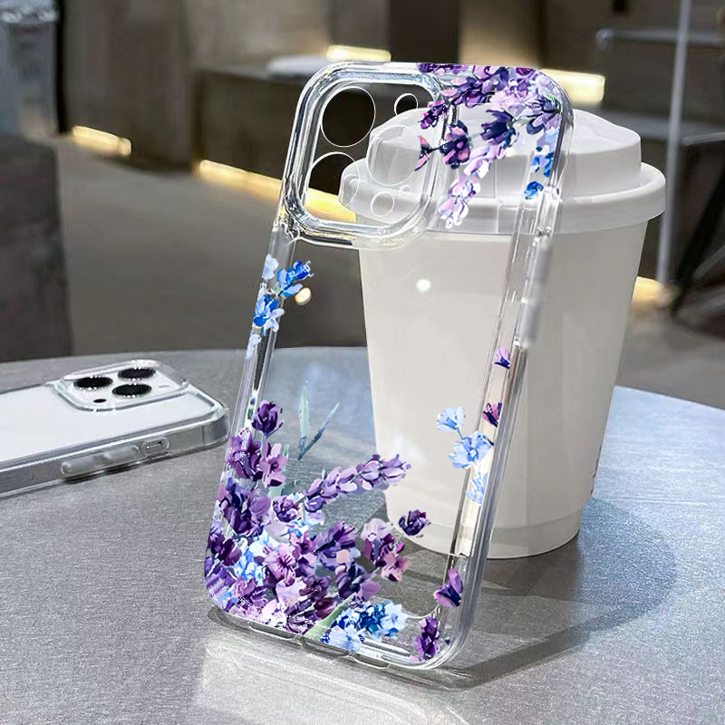Phone Cases Iphone 16 Pro - Lila Blumen Weiche TPU Handyhülle für