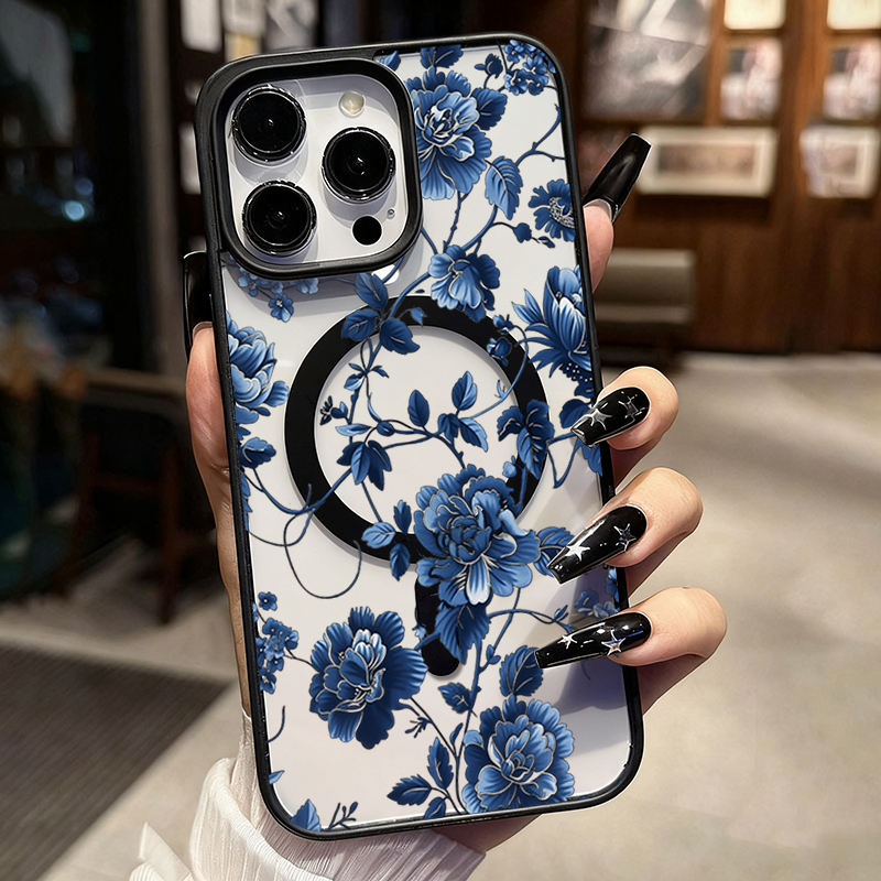 Luxuriöse Vintage Blaue Blumen – Phone Cases Unique Bewertung und Preis